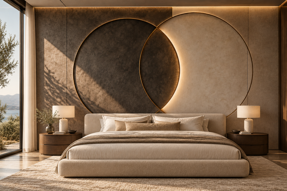 Eclipse Custom Architectural Wall Panels — bedroom headboard wall design concept