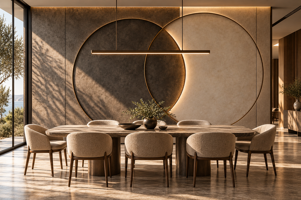 Eclipse Custom Architectural Wall Panels — dining-room wall design concept