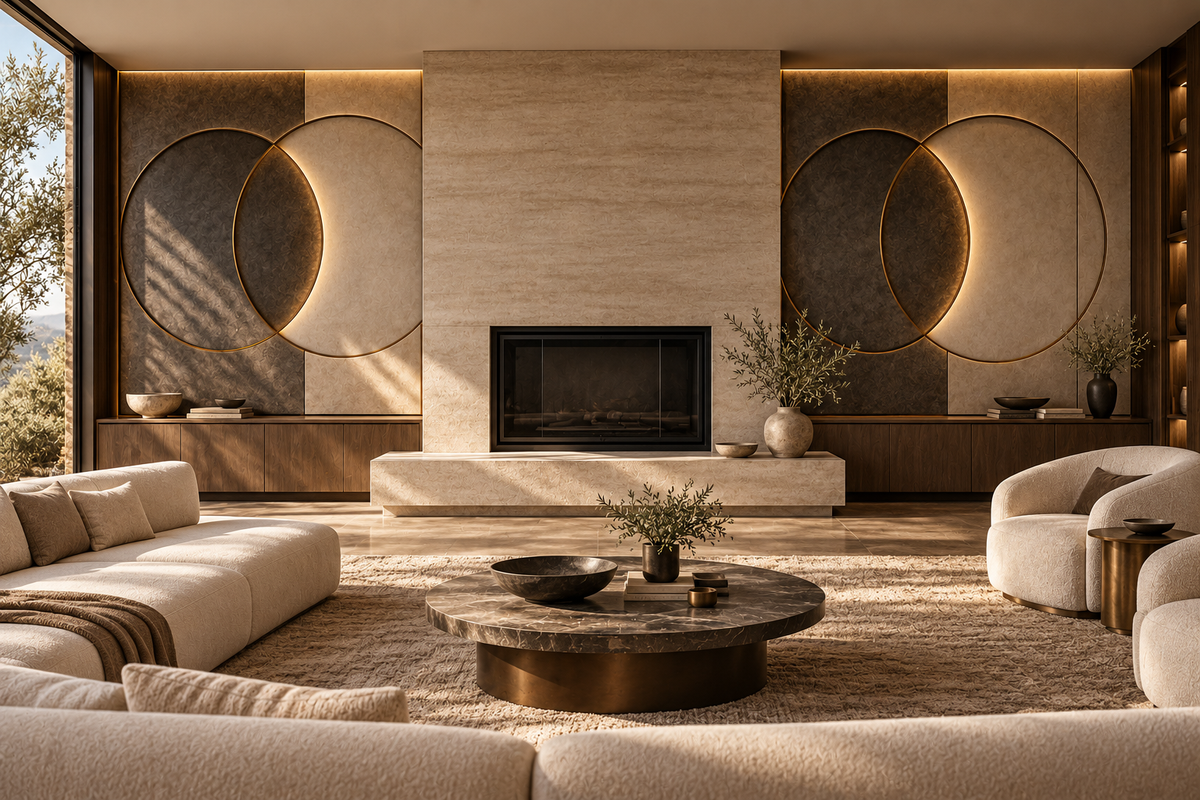 Eclipse Custom Architectural Wall Panels — fireplace wall design concept