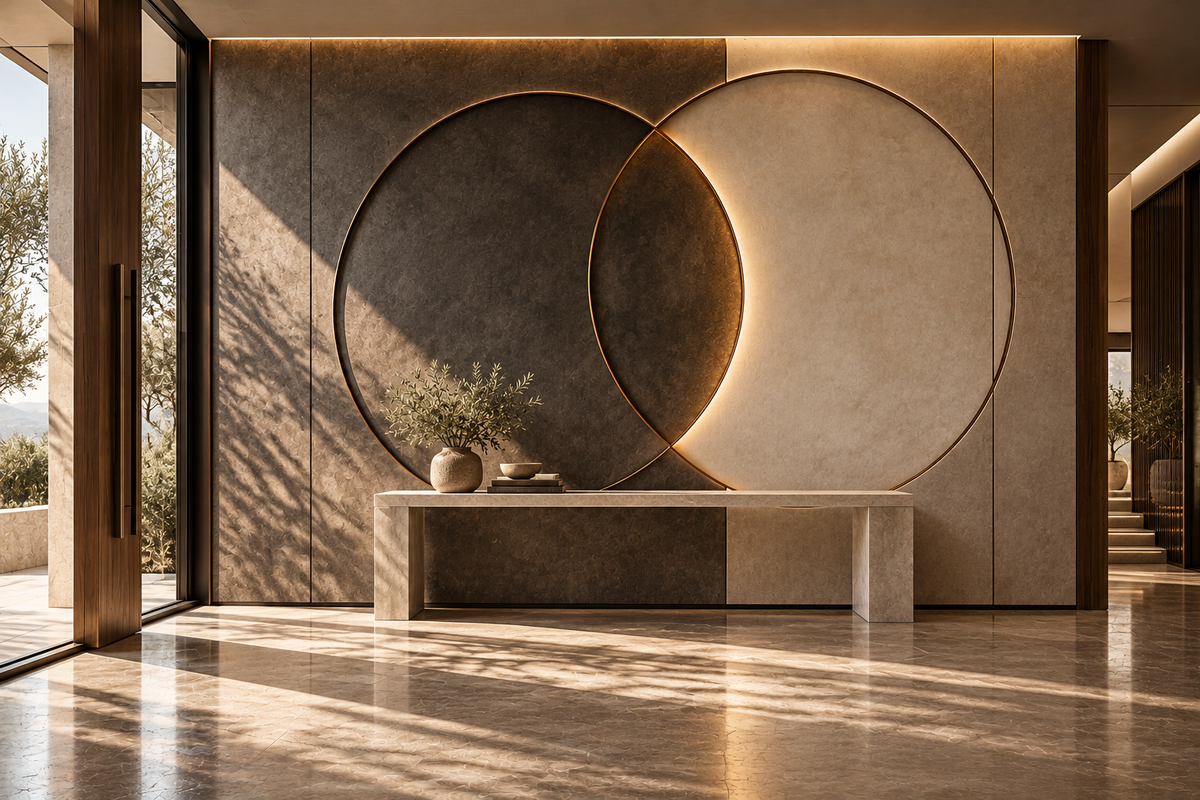 Eclipse Custom Architectural Wall Panels — entryway and foyer wall design concept