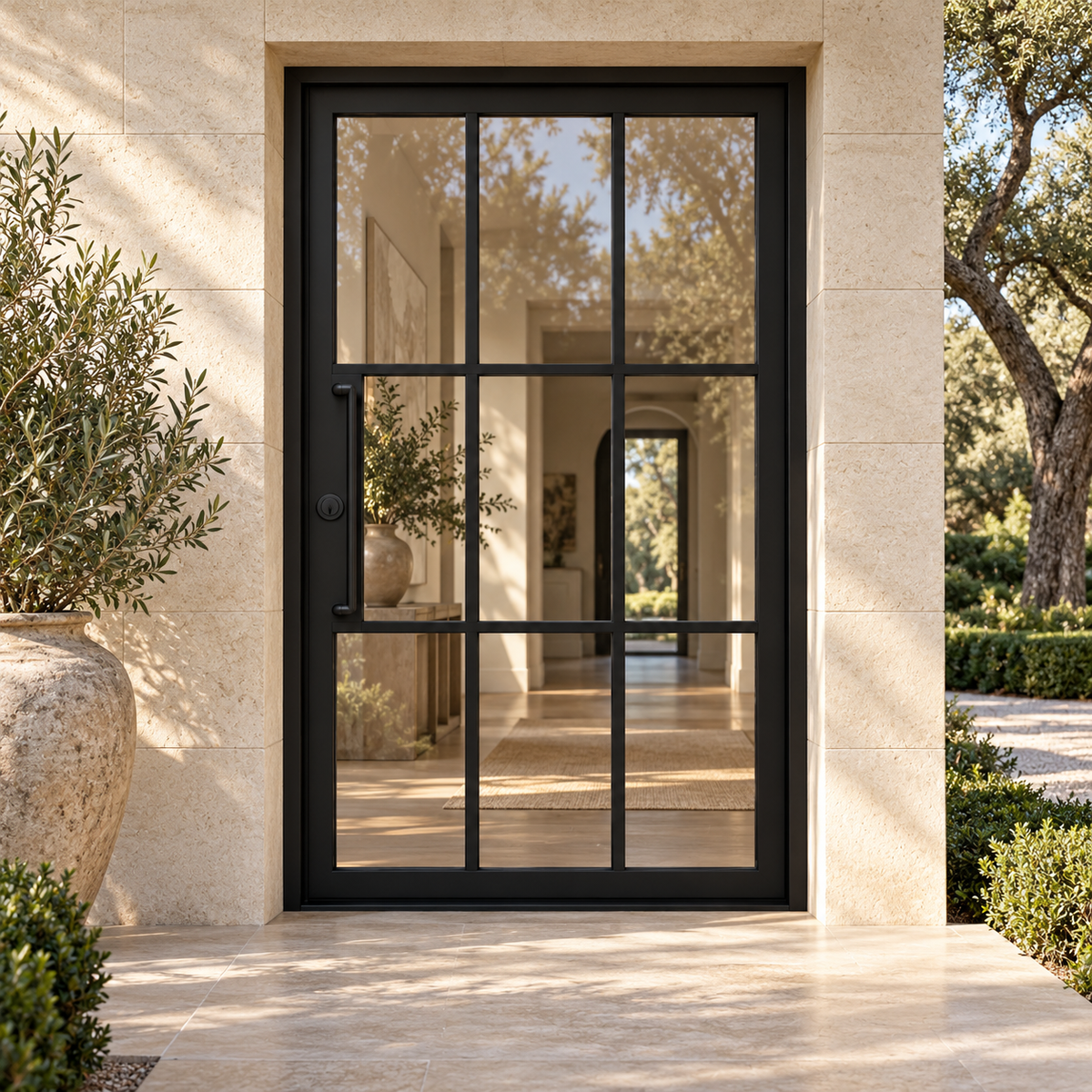Arden Nine Pivot in a luxury residential setting — design visualization; hardware and finish are illustrative