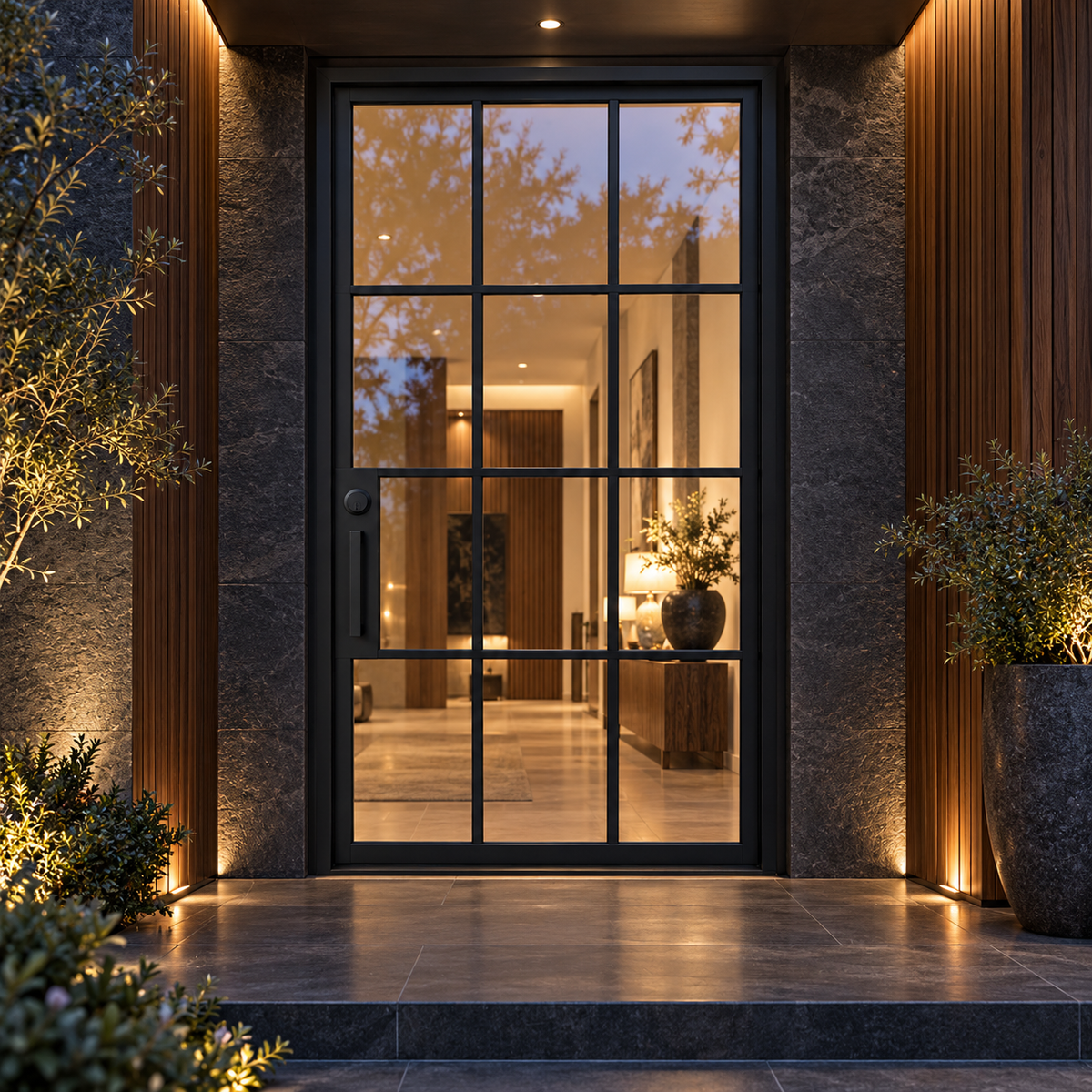 Wexford Twelve Pivot in a luxury residential setting — design visualization; hardware and finish are illustrative