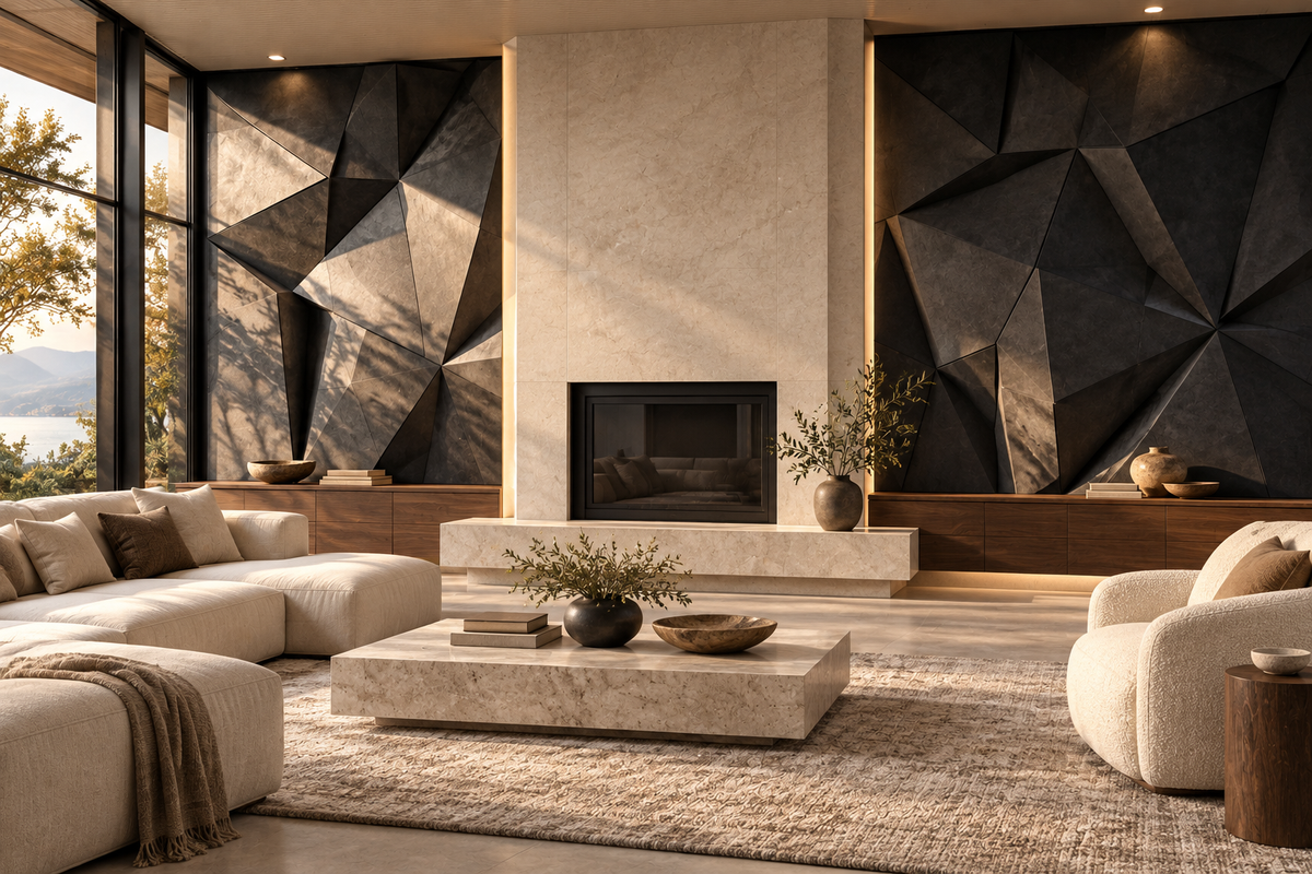 Obsidian Custom Architectural Wall Panels — fireplace wall design concept