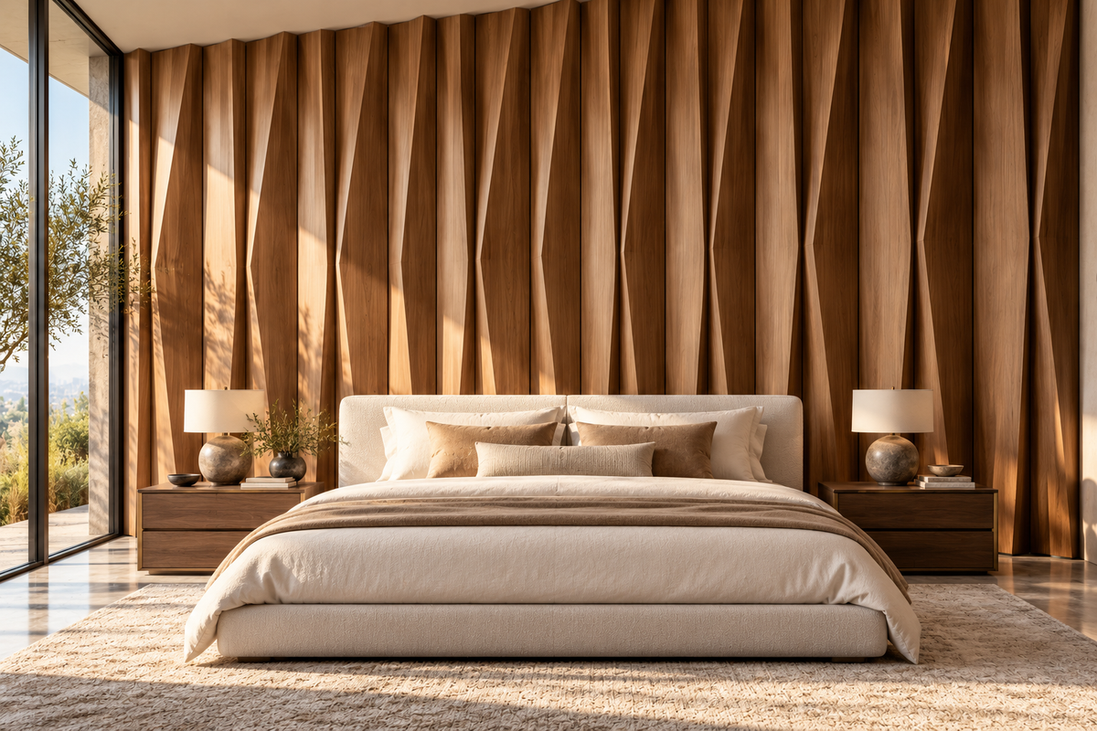 Palisade Custom Architectural Wall Panels — bedroom headboard wall design concept