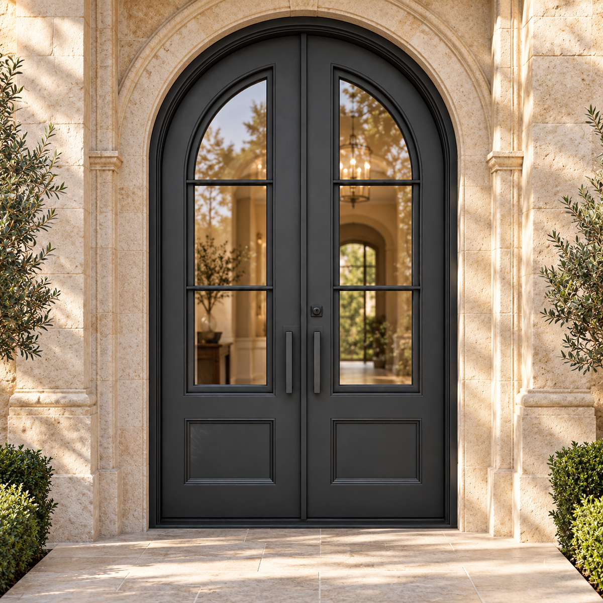 Montvale Three Panel Double in a luxury residential setting — design visualization; hardware and finish are illustrative