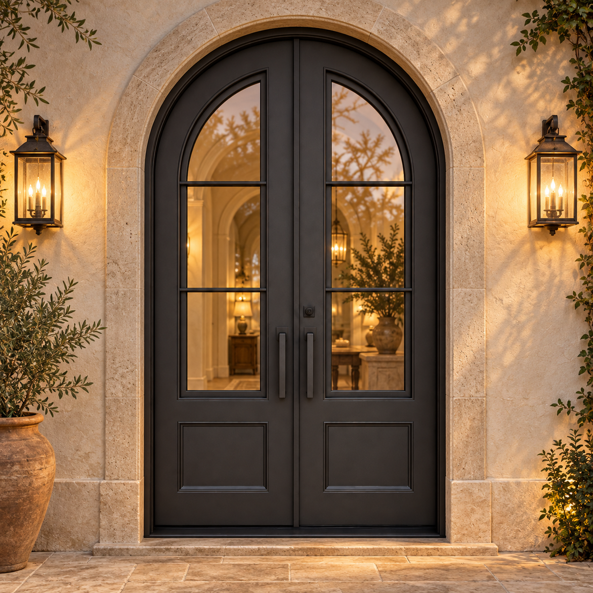 Montvale Three Panel Double in a luxury residential setting — design visualization; hardware and finish are illustrative