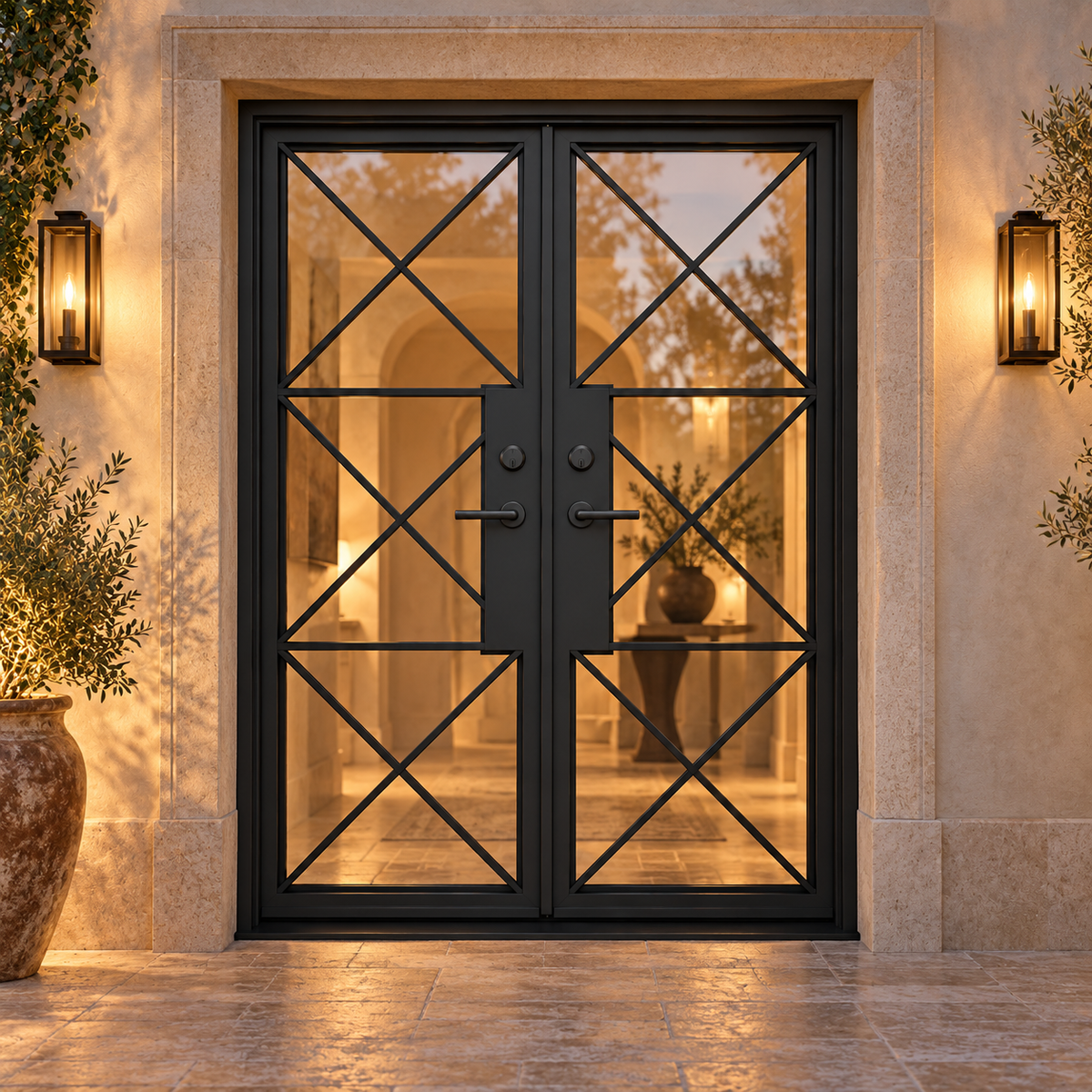 Oakmere Three Cross Double in a luxury residential setting — design visualization; hardware and finish are illustrative