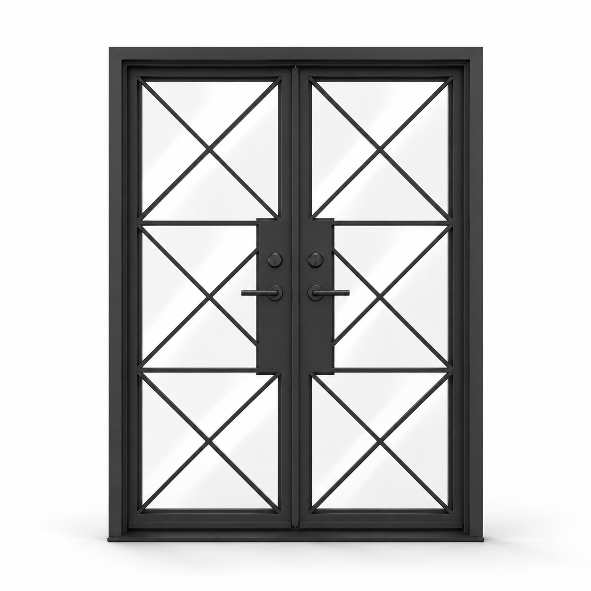 Oakmere Three Cross Double on a white background — design visualization; hardware and finish are illustrative
