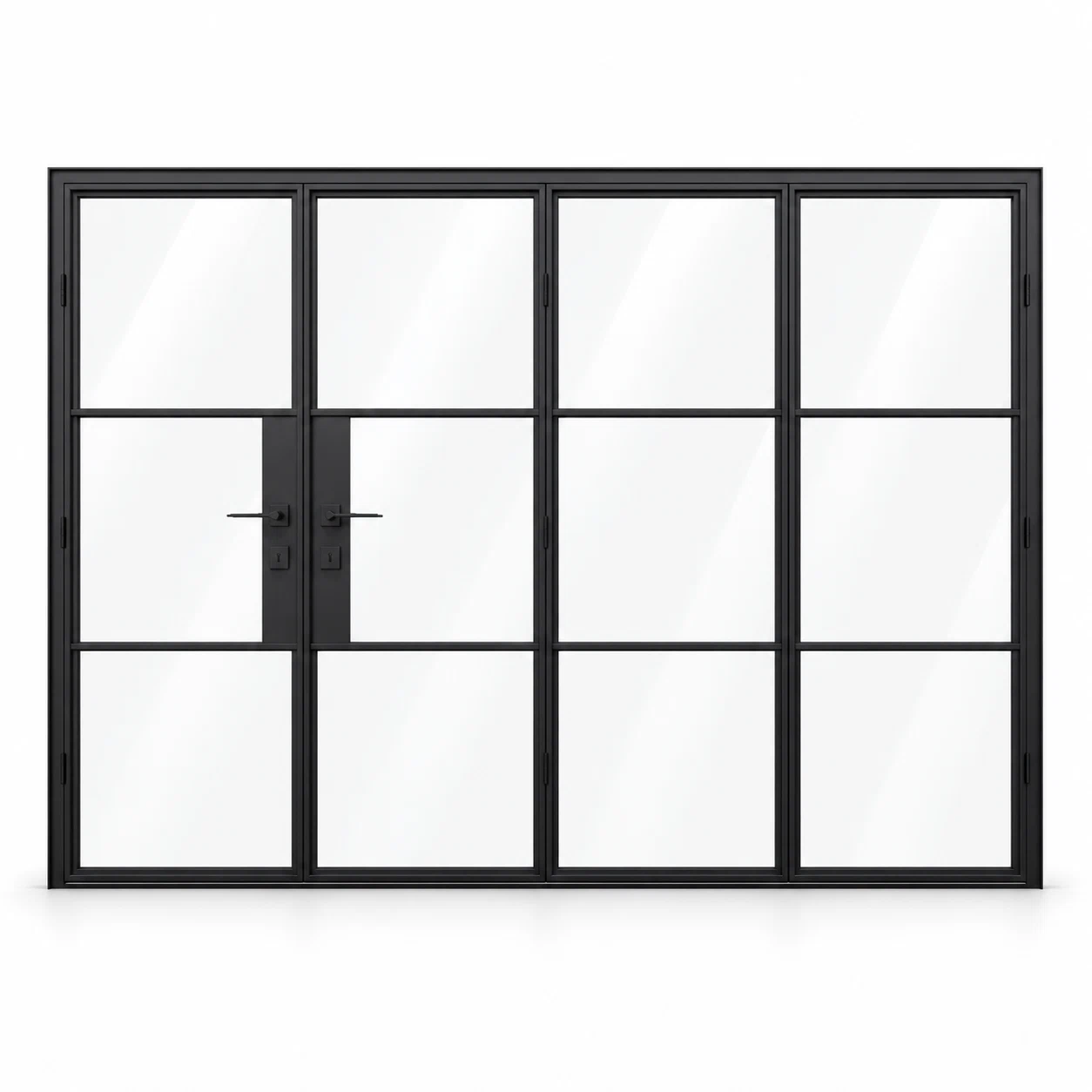 3S 3+1-panel black steel bifold door on a white background — product visualization