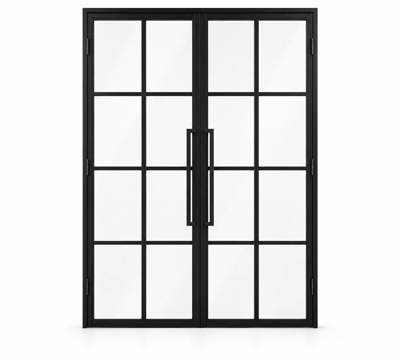8 Lite double interior steel door with clear glass and included tall pulls — studio