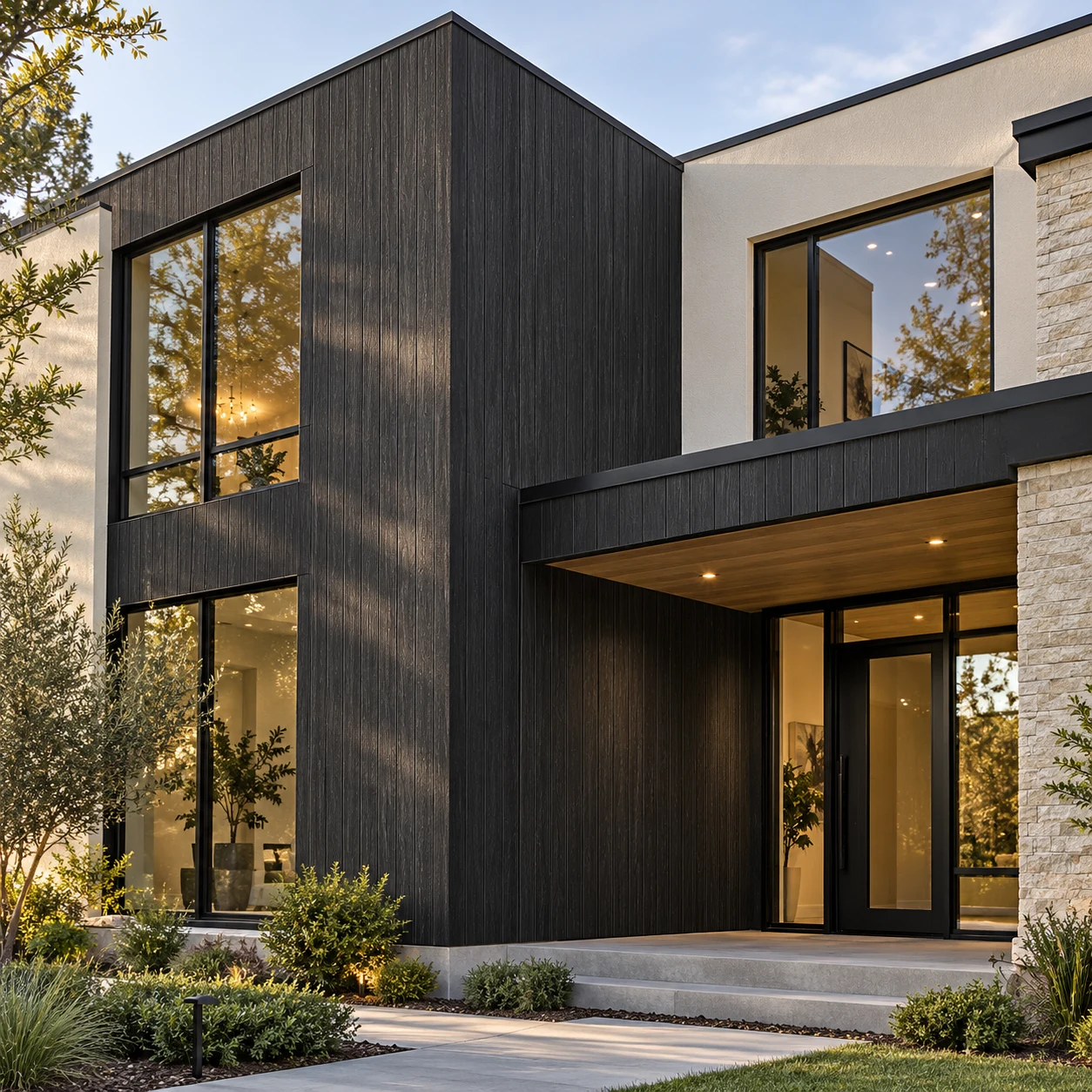Exterior Shiplap Cladding Wall Panel, Black/Charcoal