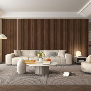 WPC Fluted Slat Wall Panel Wood Dark