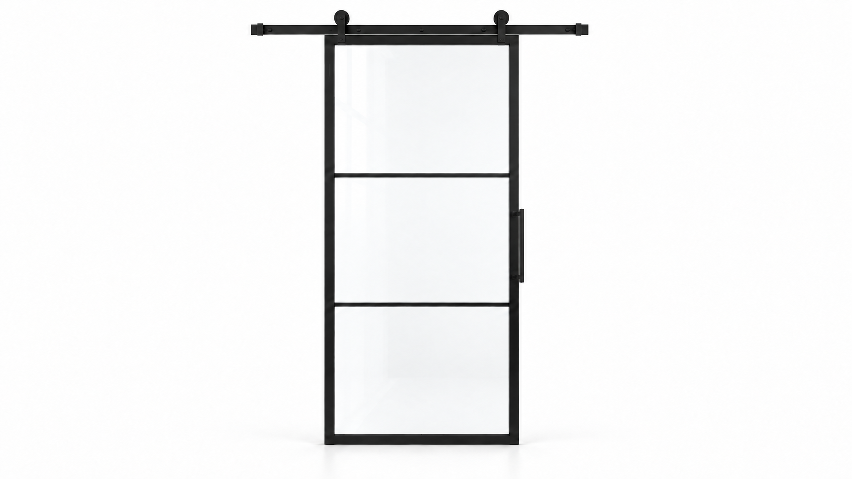 USABD 3 Lite Interior Steel French Barn Door with included rectangular pull — studio