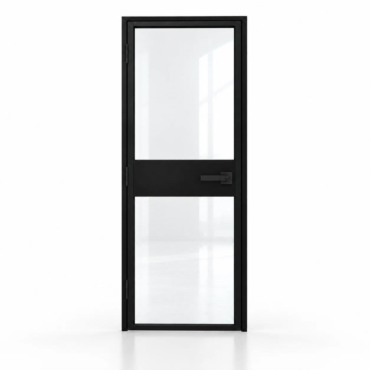 USABD 2 Lite Interior Steel Door with Midrail — studio view with included lever lockset