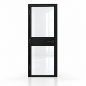 USABD 2 Lite Interior Steel Door with Midrail — studio view with included lever lockset