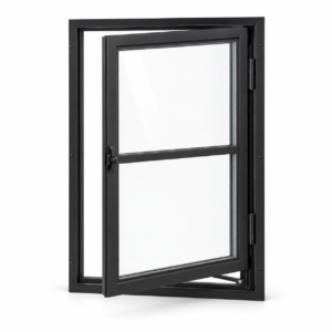 Two-lite single casement steel window — studio architectural visualization