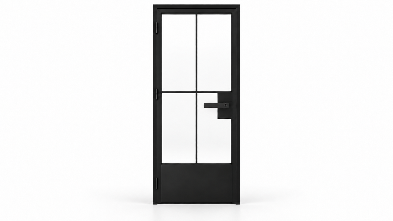 USABD 4 Lite interior steel French door with grid and solid bottom panel — studio view