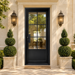 Norwick 6 Lite Single Iron French Door in a luxury townhouse setting — design visualization