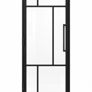 6 Lite asymmetric single hinged interior steel door with included rectangular pull — studio