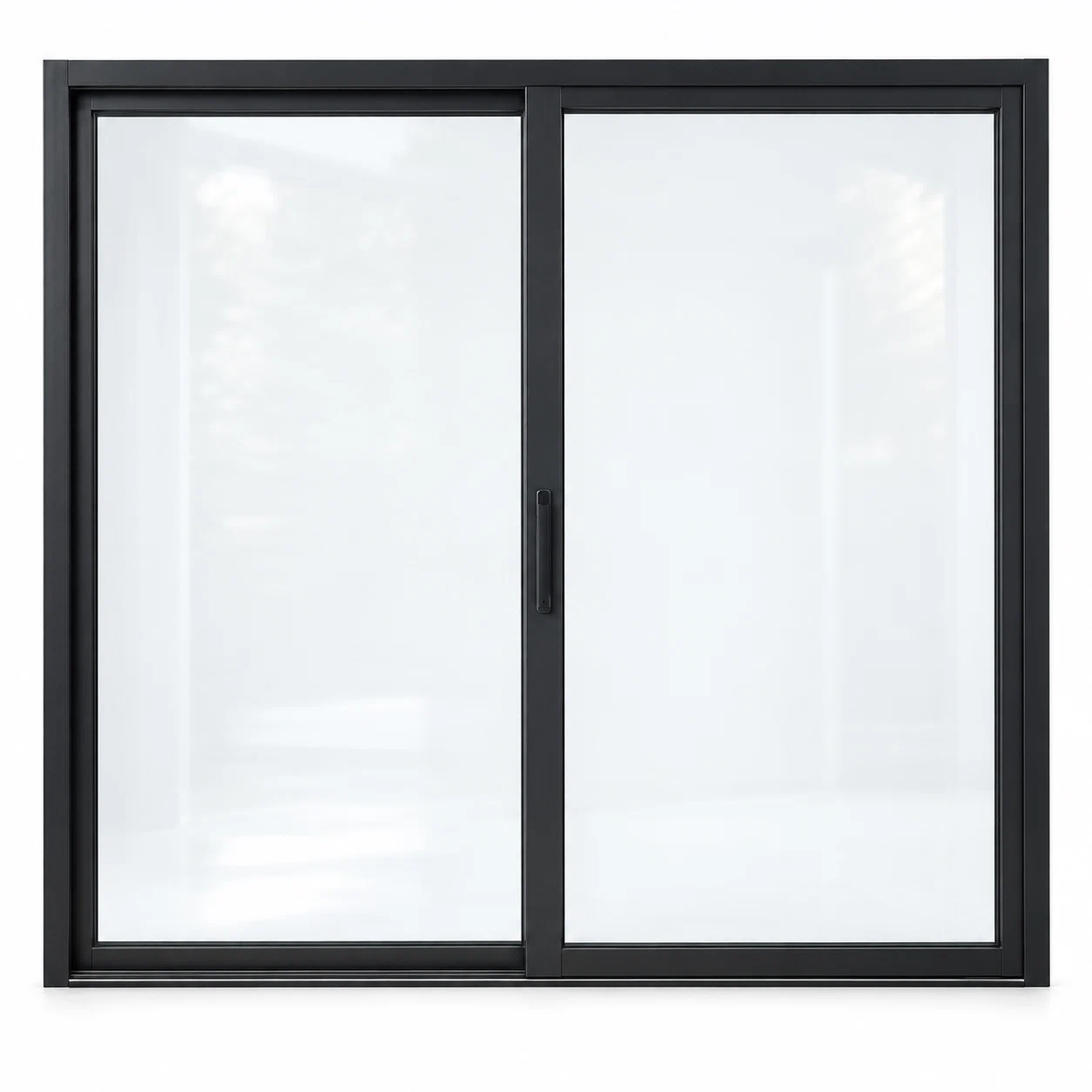 Full lite two-panel steel lift-and-slide door — studio AI design visualization