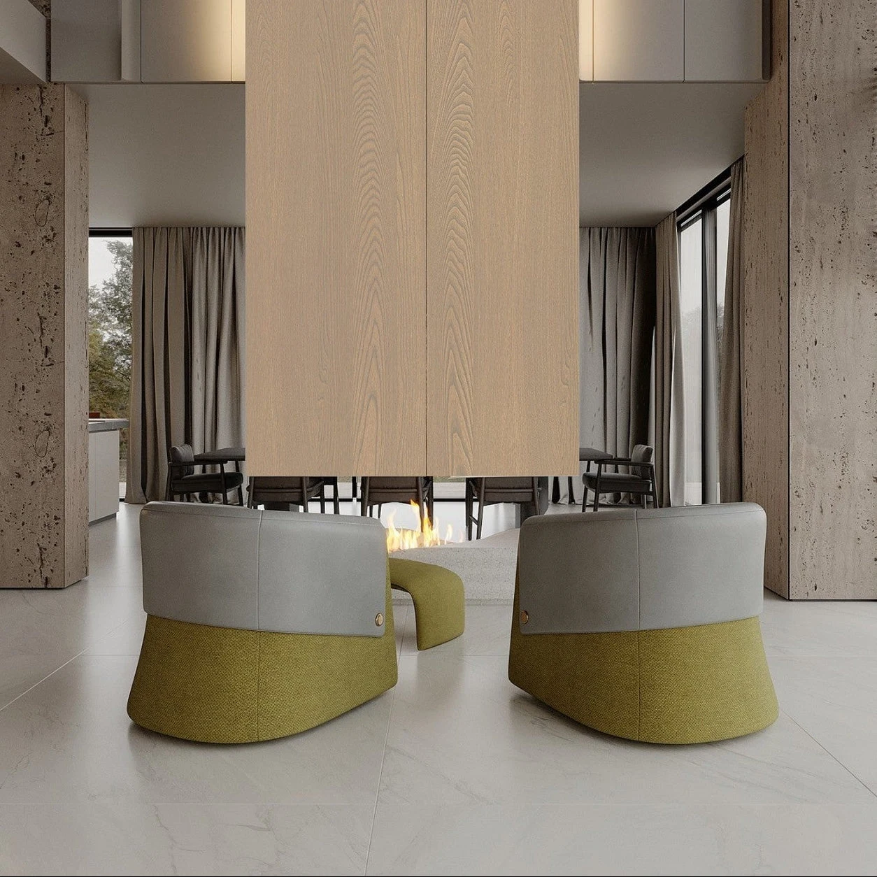 Natural Veneered Wall Panel Gray Cathedral Grain