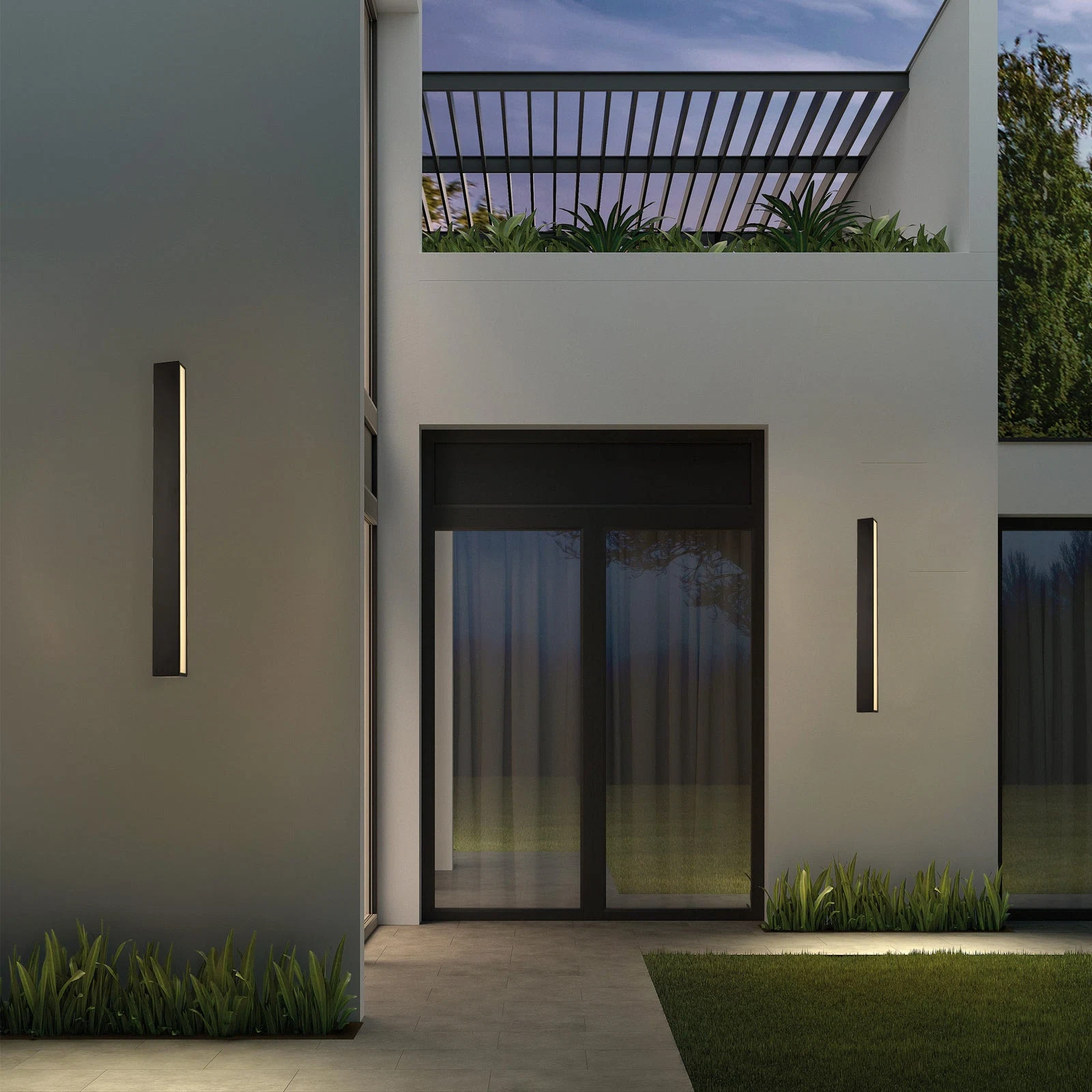 Lanternio Black LED Outdoor Wall Sconce