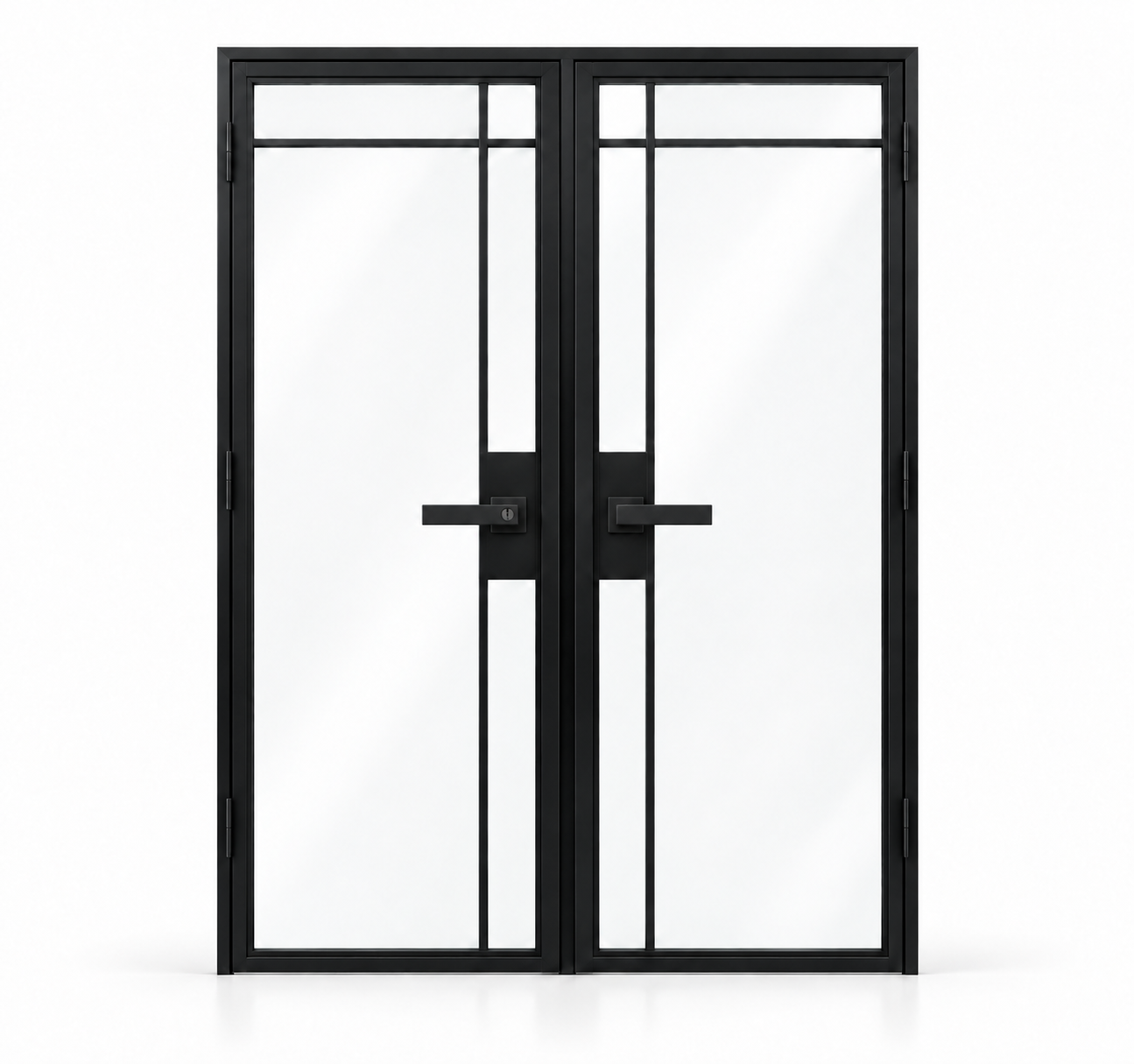 USABD 5 Lite interior steel double door with offset side and top dividers and included lever hardware — studio