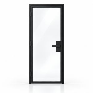 Full Lite interior steel hinged door with included keyed lever — studio