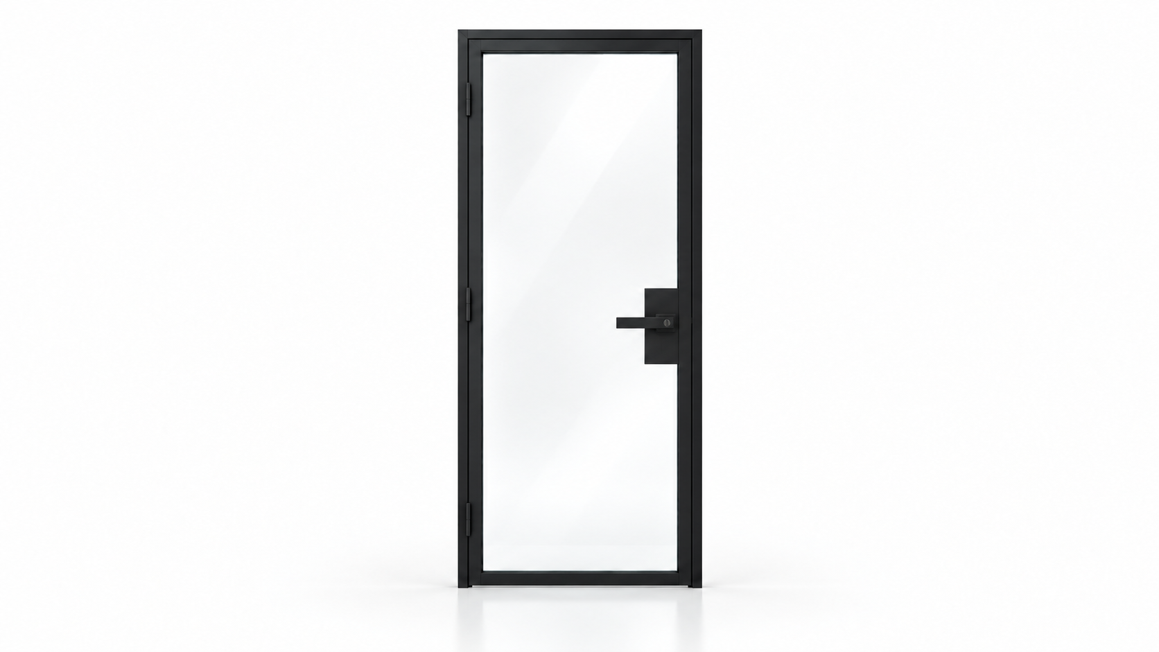 Full Lite interior steel hinged door with included keyed lever — studio