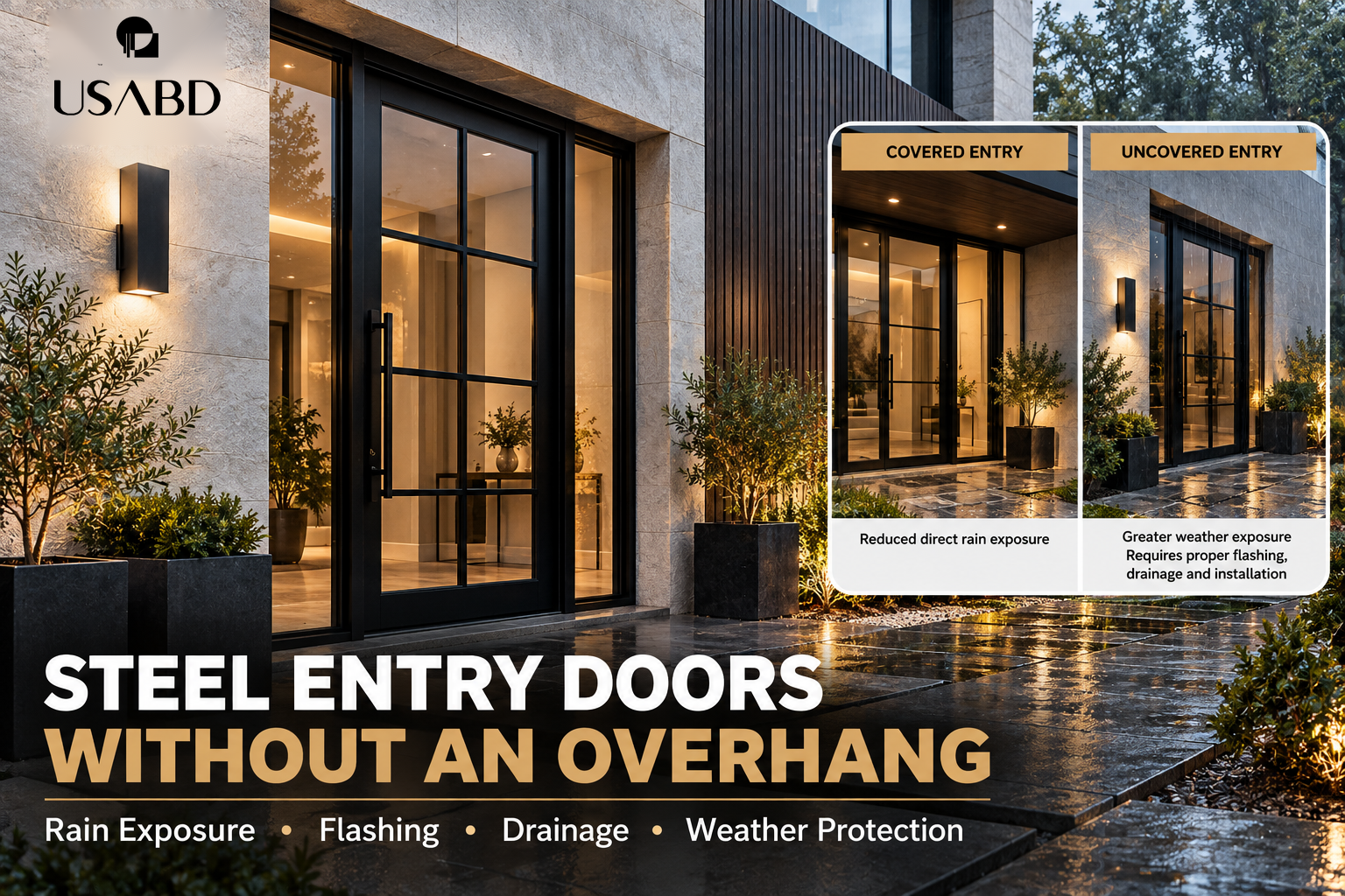Can You Install a Steel Entry Door Without an Overhang? Rain Exposure, Flashing & Weather Protection