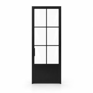 6-Lite Single Steel Pantry Door with Kickplate on a white background — product visualization