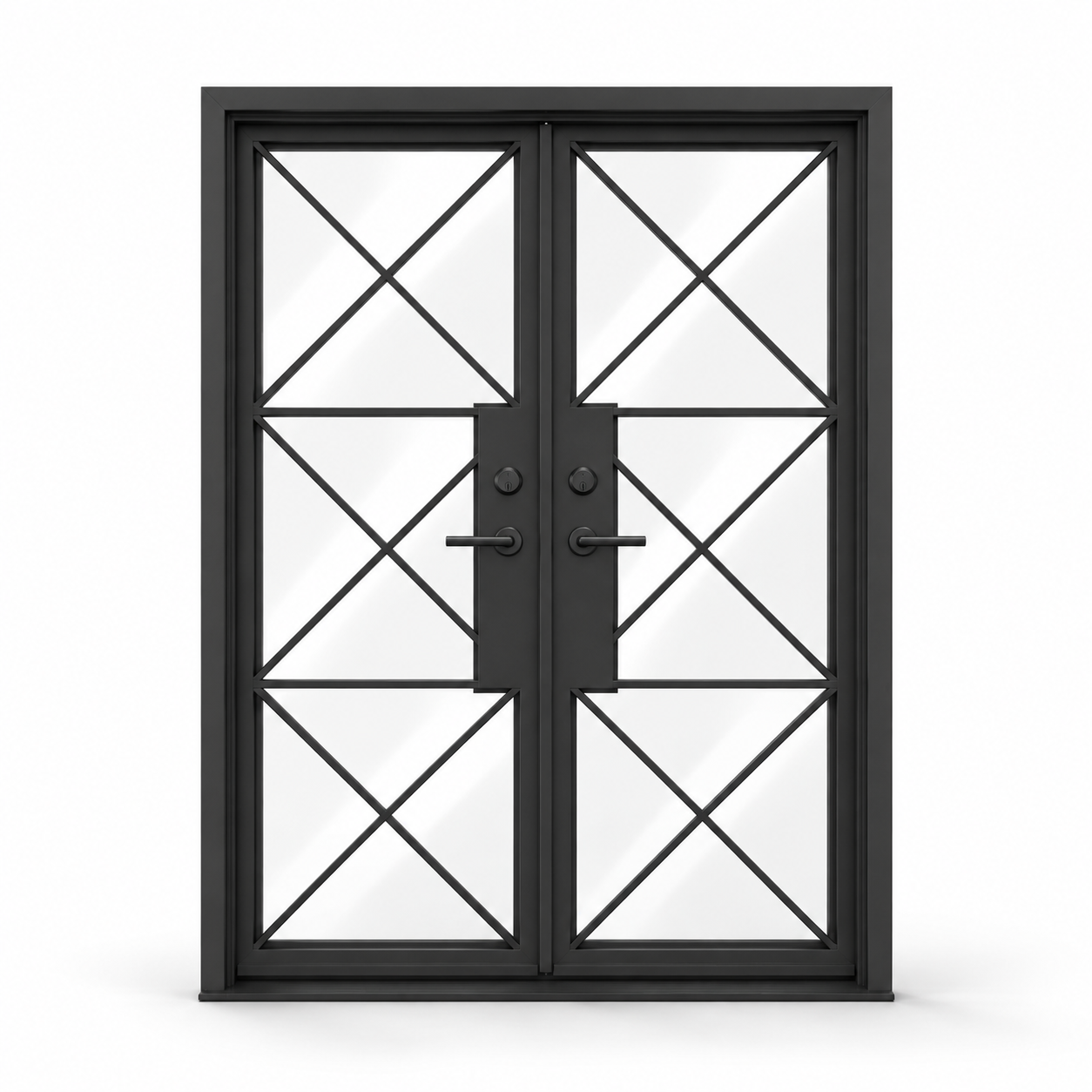 Oakmere Three Cross Double on a white background — design visualization; hardware and finish are illustrative