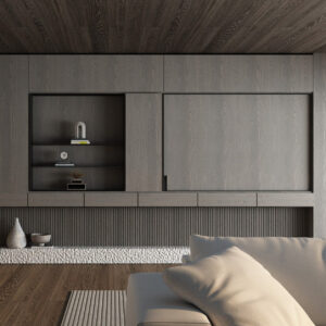 Natural Veneered Wall Panel Elm with Cathedral Grain Living
