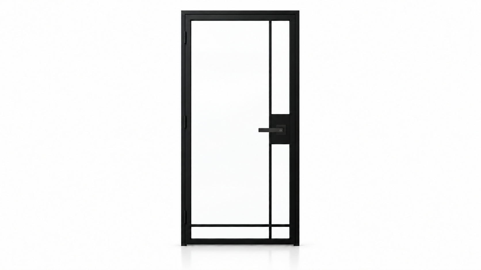 5 Lite Interior Steel Door with Offset Side and Bottom Dividers and included matte black lever — white studio