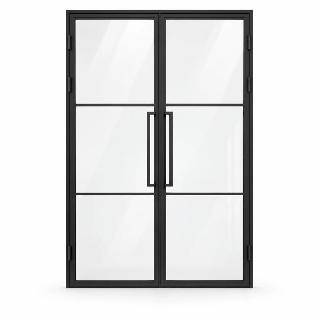 USABD 3 Lite Clear Double French Door with included rectangular tall pulls — studio