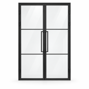 USABD 3 Lite Clear Double French Door with included rectangular tall pulls — studio
