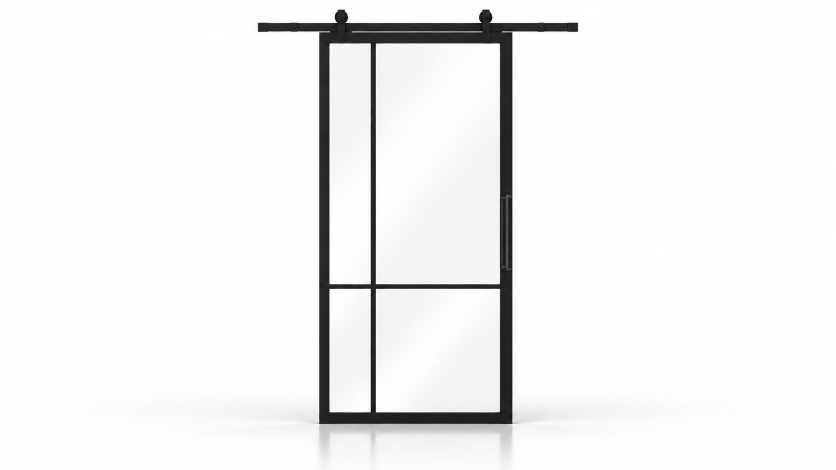USABD 4 Lite Offset Interior Barn Door with included rectangular pull — studio