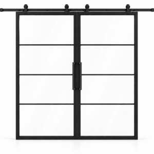 USABD 4 Lite interior double barn door with included rectangular pulls — studio view