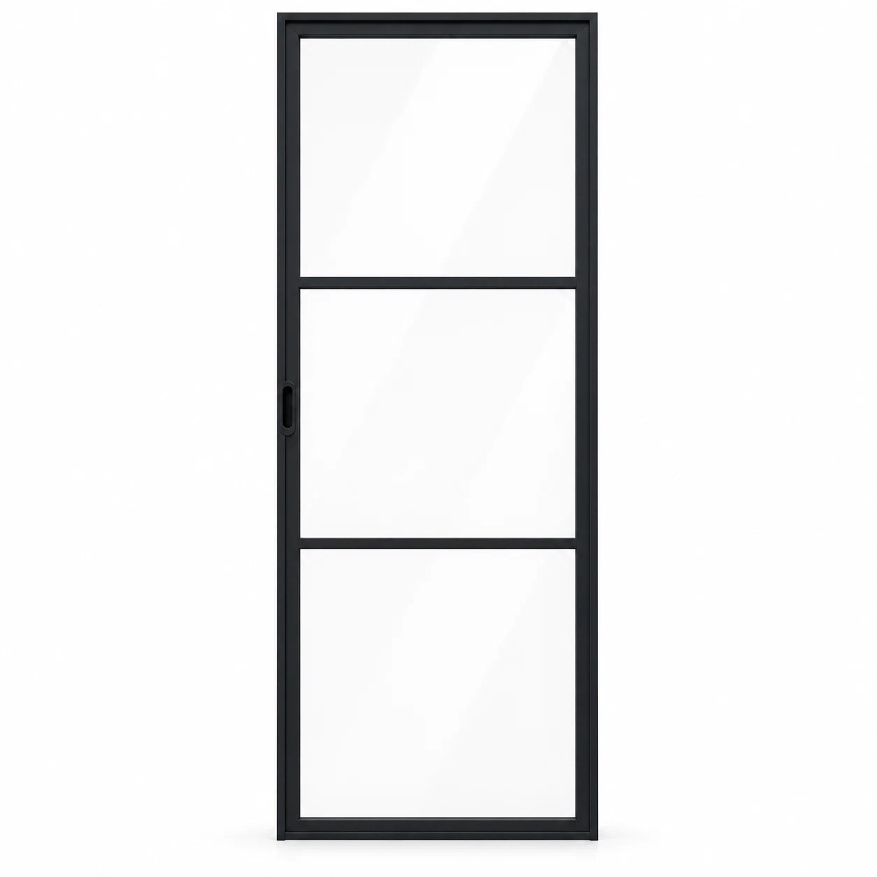 3-Lite Single Steel Pocket Pantry Door on a white background — product visualization