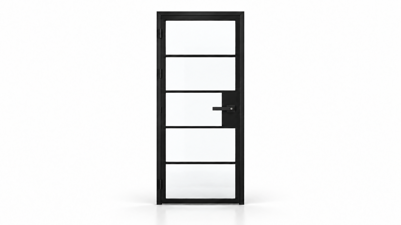 5 Lite clear-glass interior steel hinged door with included black keyed lever-lock — studio
