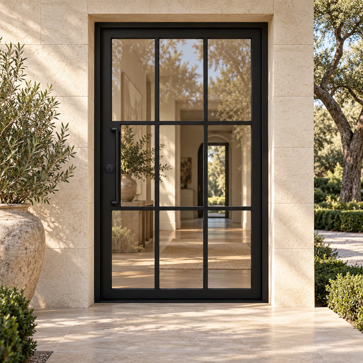 Arden Nine Pivot in a luxury residential setting — design visualization; hardware and finish are illustrative