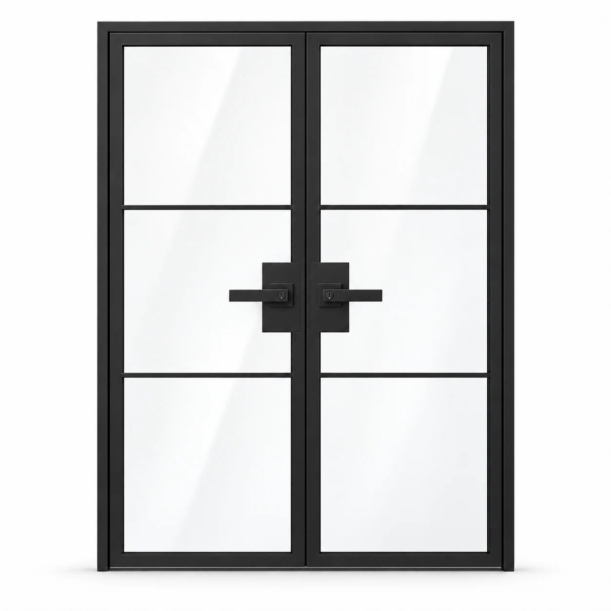 USABD 3 Lite Clear Double French Door with included lever-lock hardware — studio
