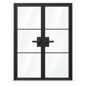 USABD 3 Lite Clear Double French Door with included lever-lock hardware — studio