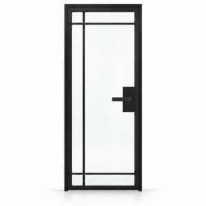 6 Lite outward-opening single interior steel door with included lever-lock hardware — studio