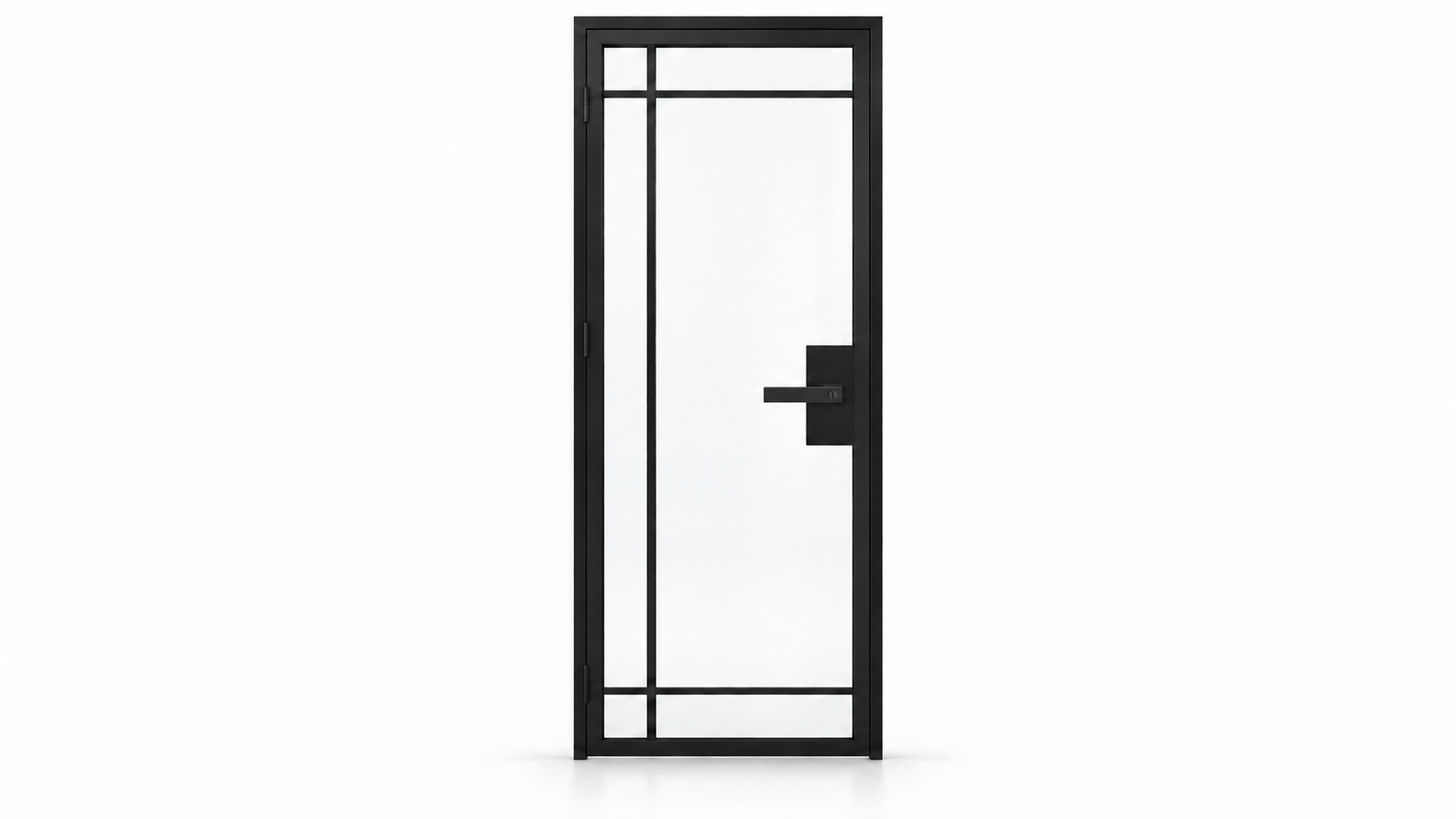 6 Lite outward-opening single interior steel door with included lever-lock hardware — studio