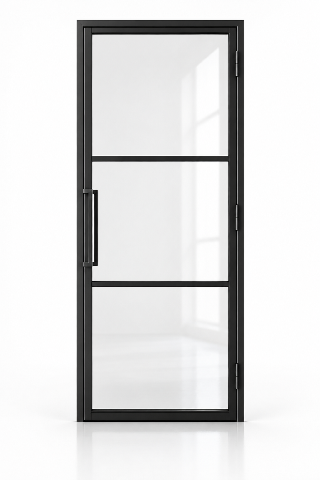 USABD 3 Lite Interior Steel French Door with included rectangular pull — studio