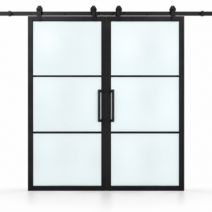 USABD 3 Lite Frosted Double Barn Door with included rectangular pulls — studio