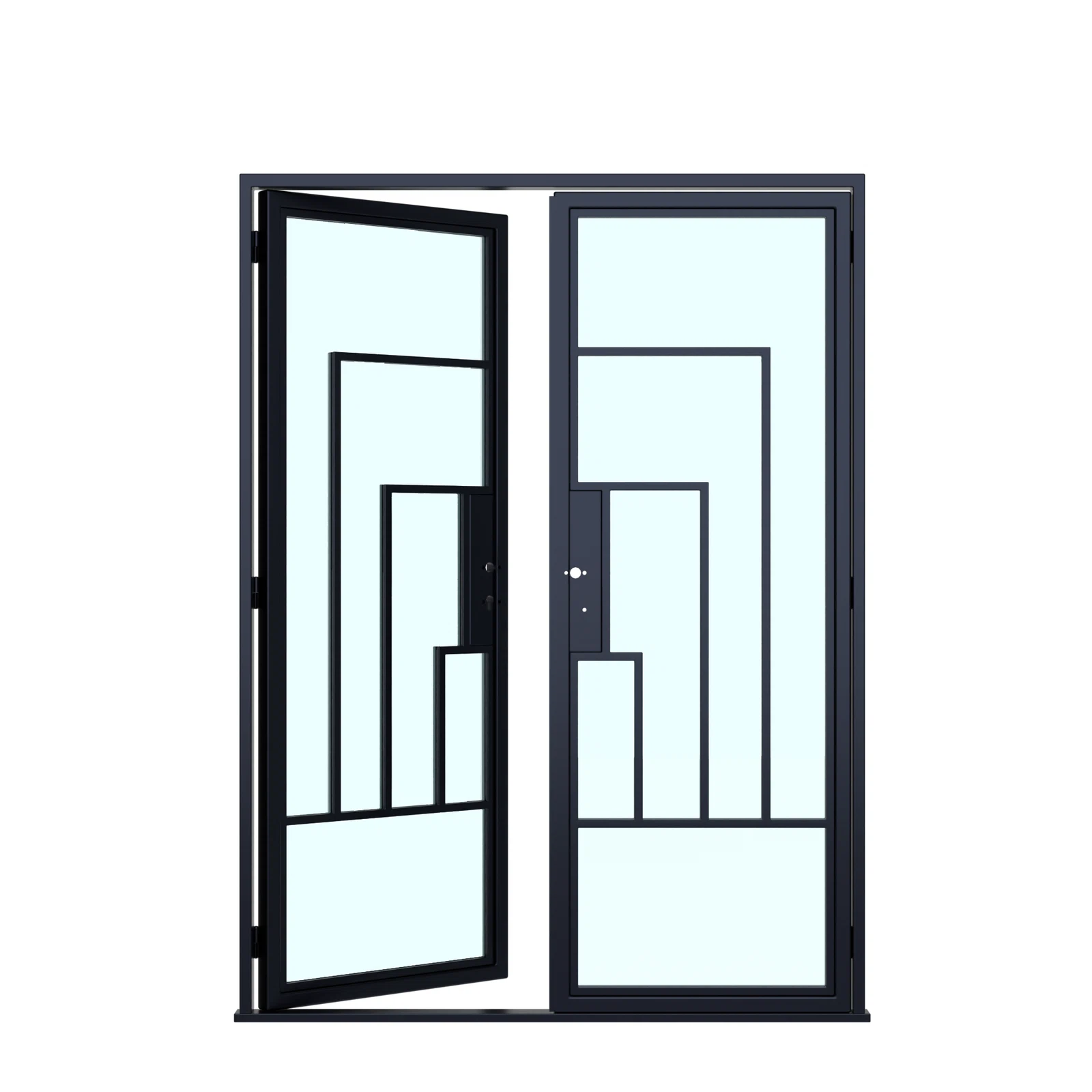 Cuivre Modern thermal-break double door — left-angle view; matching exterior appearance confirmed by USABD