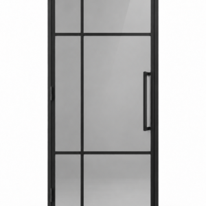 6 Lite gray-glass offset-grid interior door with included rectangular pull – studio