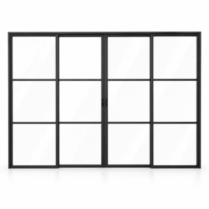 3-Lite Interior Steel Sliding Pantry Door on a white background — product visualization